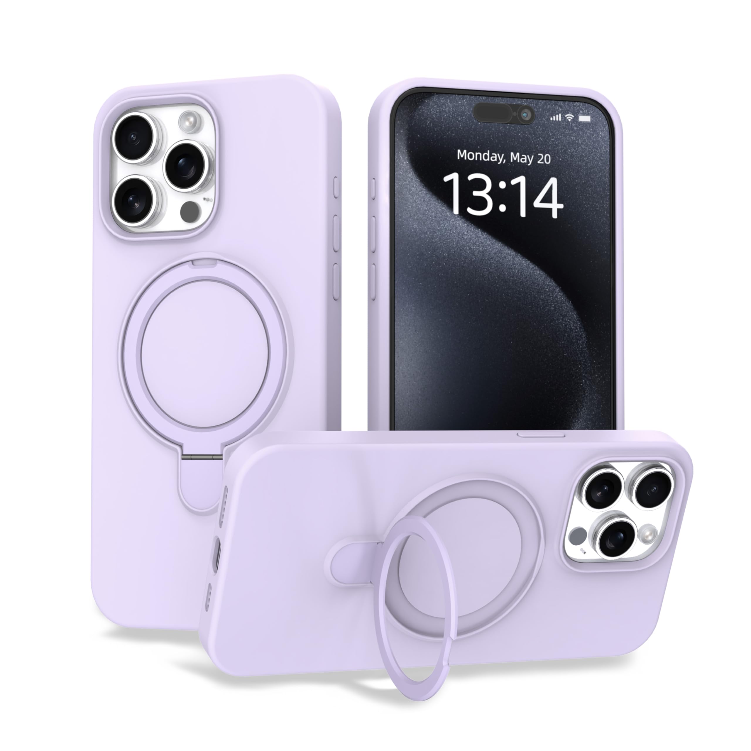 Coque iPhone 16 Pro Max antichoc violette compatible MagSafe avec béquille intégrée - 8