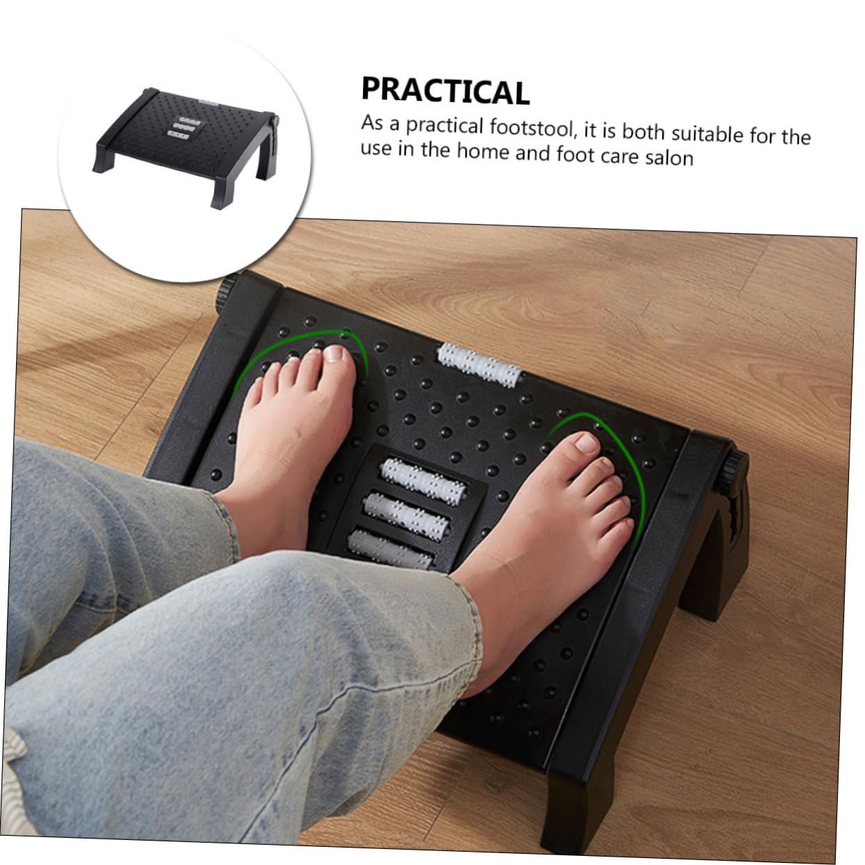 FRCOLOR 1pezzi Sgabello Per Pedicure Regolabile Supporto Comodo Per Piedi Da Salone o Uso Domestico Superficie Massaggianti Antiscivolo Adatto Per Manicure e Massaggi