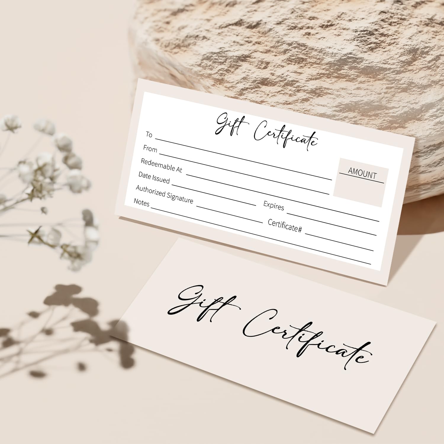25 certificados de regalo en blanco para negocios, tarjetas de certificado de regalo de doble cara de 3.5 x 8 pulgadas, cupones de papel para spa, salón, restaurantes, cupones de clientes para