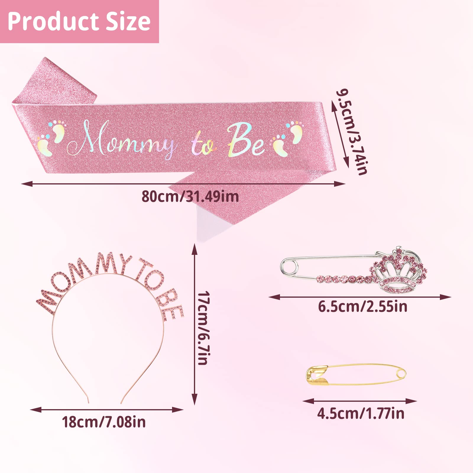 Dekoracje na baby shower dla przyszłej mamy, szalik i diadem na przyszłą koronę, prezent ciążowy dla niej, ujawnienie płci i baby shower, różowy