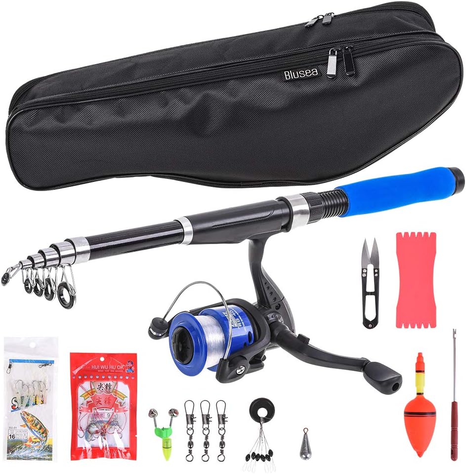 Fishing Reel Rod Combo Telescopic Fishing Rod and Spinning Reel Set Baits Hooks Fishing Bag Kit Fishing Tackle Set