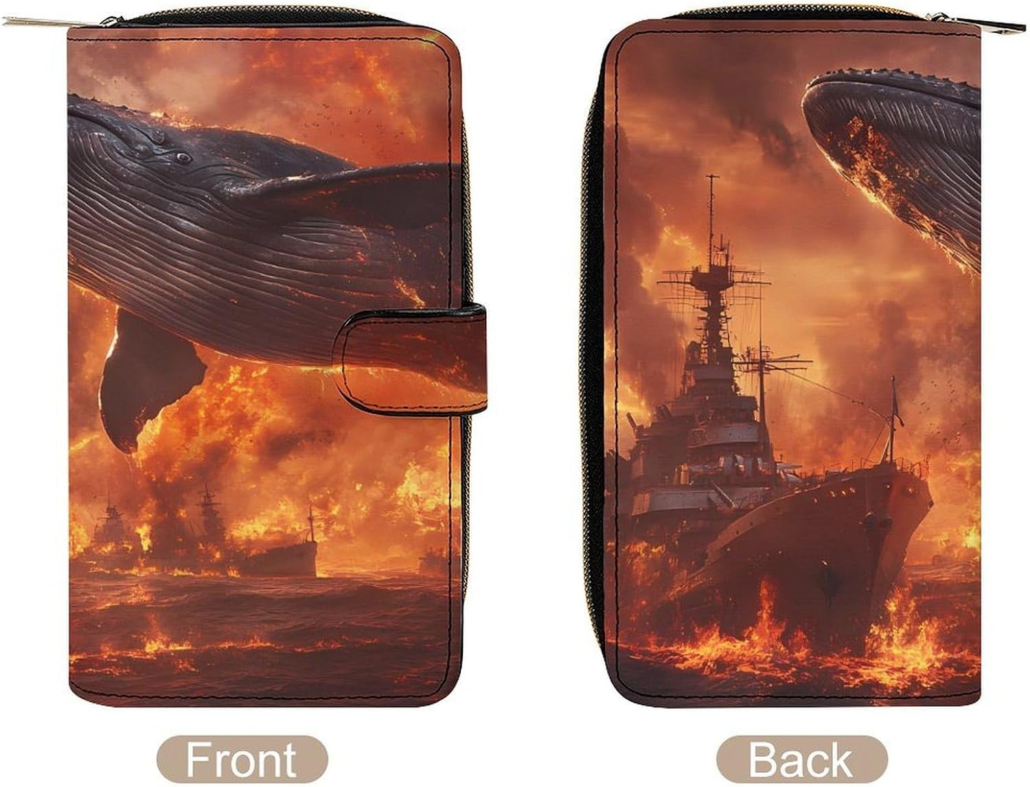 Whale War Boats Novelty Wallets Credit Card Holders Large Handheld Coin Pockets Wallet