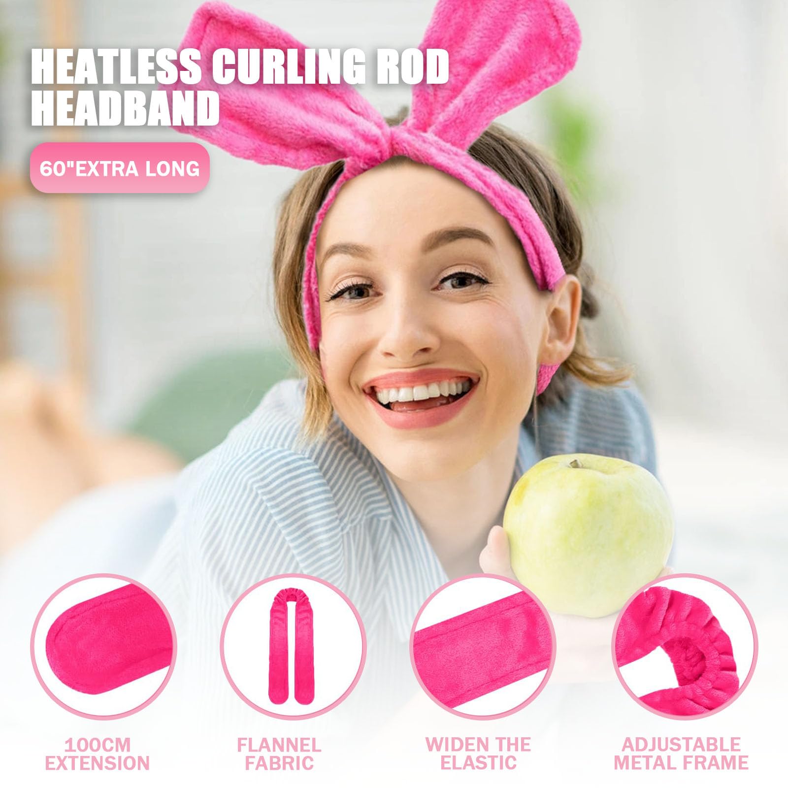 No-Heat Hair Curlers Set, Heatless Hair Curler Velvet, Heat Free Curls Overnight, Headband Hair Curlers - Image 4