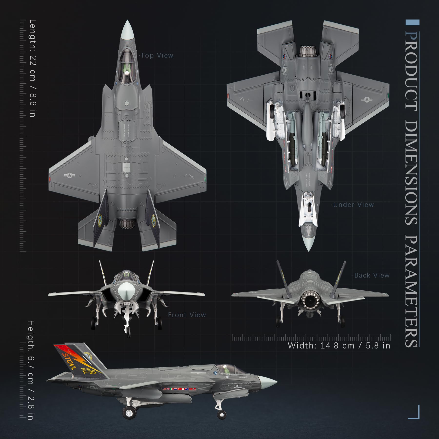 1/72 F-35B Lightning II (Stato di Base) Modello Aereo Militare in Lega per la Raccolta e l'Esposizione