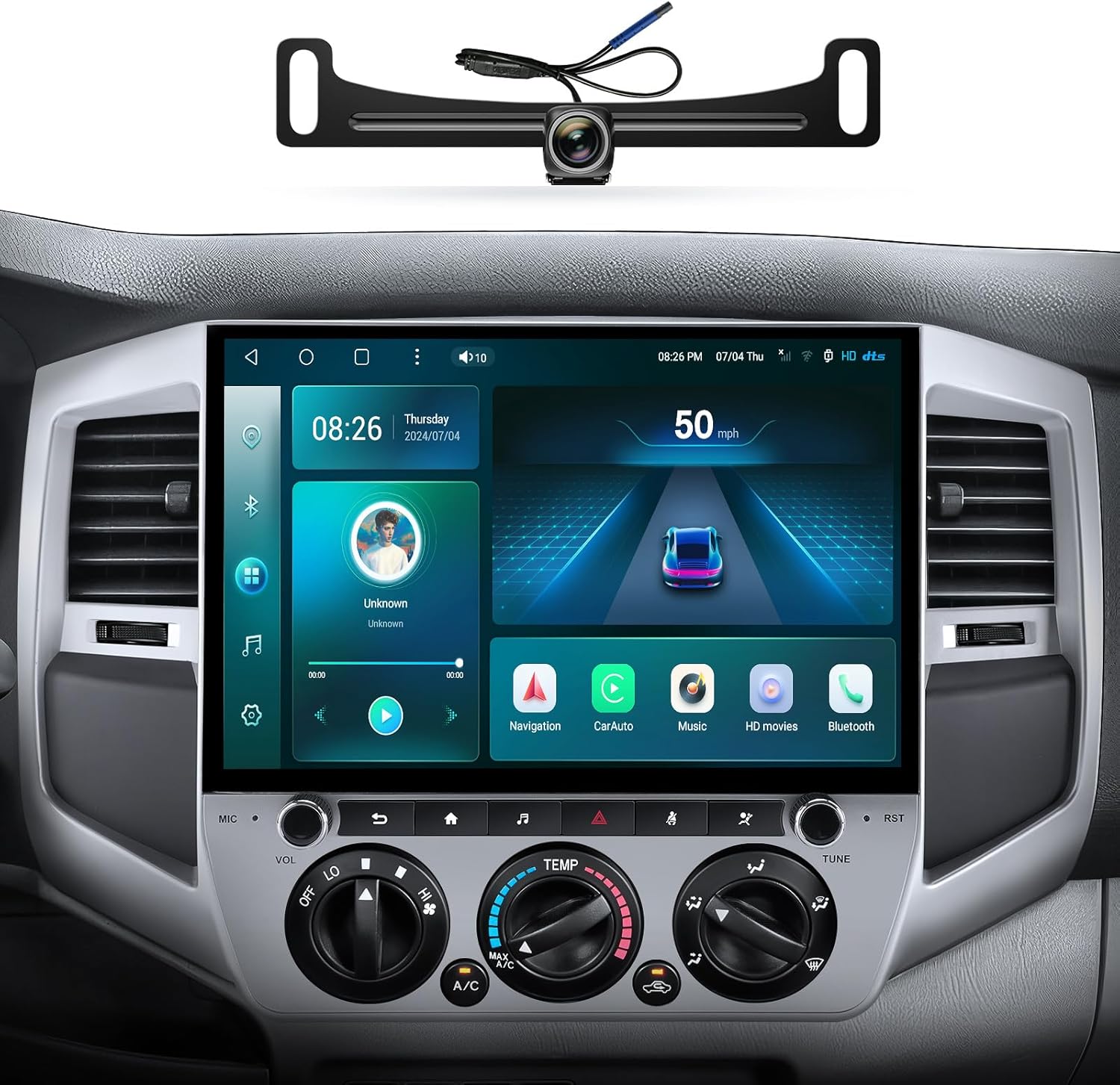 Car Stereo Radio for Toyota Tacoma 2005-2015,12.5" Tacoma Radio Replacement with Android 13,CarPlay,Android Auto,4+64G,Touch Screen,GPS Navigation,WiFi,Bluetooth,FM,AM,1080P Backup Camera