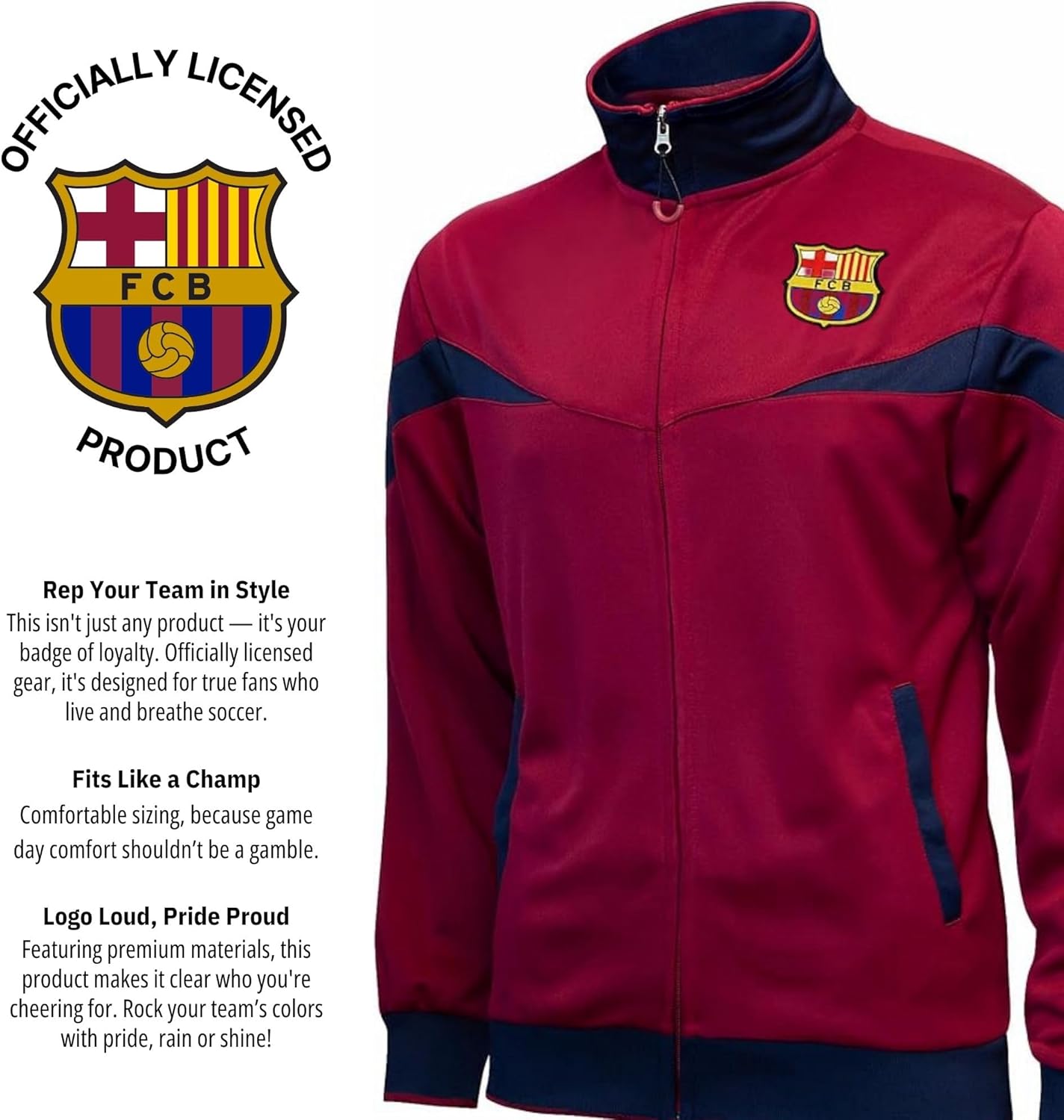 Icon Sports Officially Licensed FC Barcelona Soccer Track Jacket - Unisex Adult - Image 8