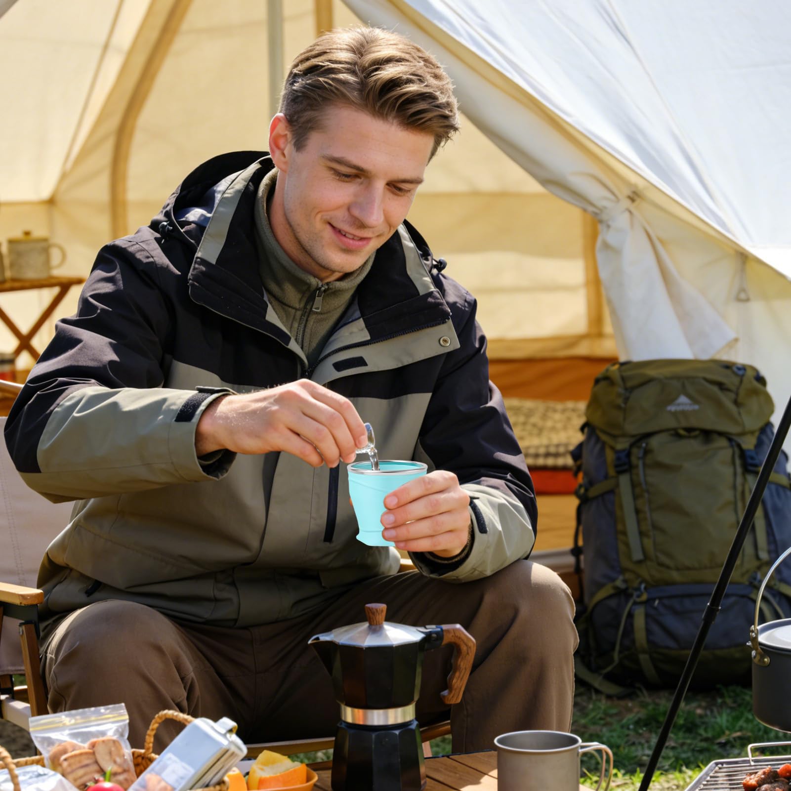 Genérico Vasos Plegables De Silicona De Alimenticio Para Acampada, Vaso De Viaje A Prueba De Fugas De 260 Ml Con Tapa, Taza Portátil Reutilizable Para Bebidas, Ideal Para Picnic Acampada Senderismo — view 4