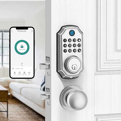 Miniatura 10 de LOCK&SOLVER Cerradura de Puerta con Teclado con Manija, Cerraduras Inteligentes para Puerta Principal, Cerradura de Entrada sin Llave, Cerradura de