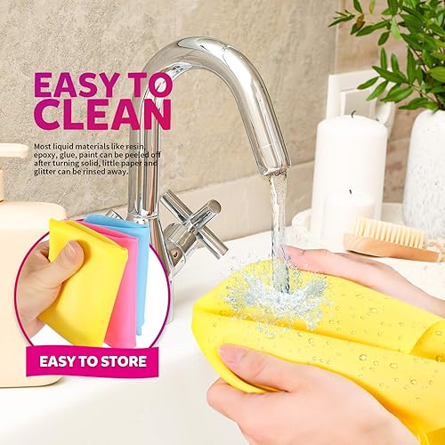 Miniatura 5 de LEOBRO Paquete de 3 hojas de silicona grandes A3 para manualidades, moldes de resina para joyas, alfombrilla de silicona antiadherente, alfombrillas