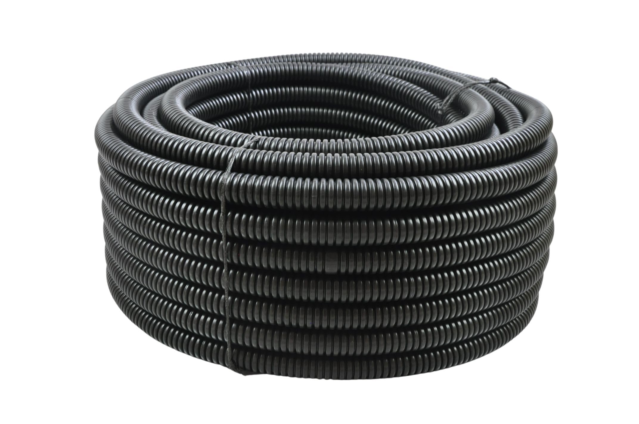 Flexibles Wellrohr mit Führungsdraht, Härtedruck 750N, Ungeschlitzt, UV-Beständig, Durchmesser 19mm, Länge 25 m
