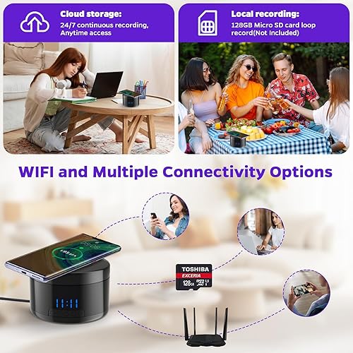 Miniatura 5 de Cámara de seguridad activada por movimiento con carga inalámbrica, cámaras domo con detección de movimiento, visión nocturna, almacenamiento local y