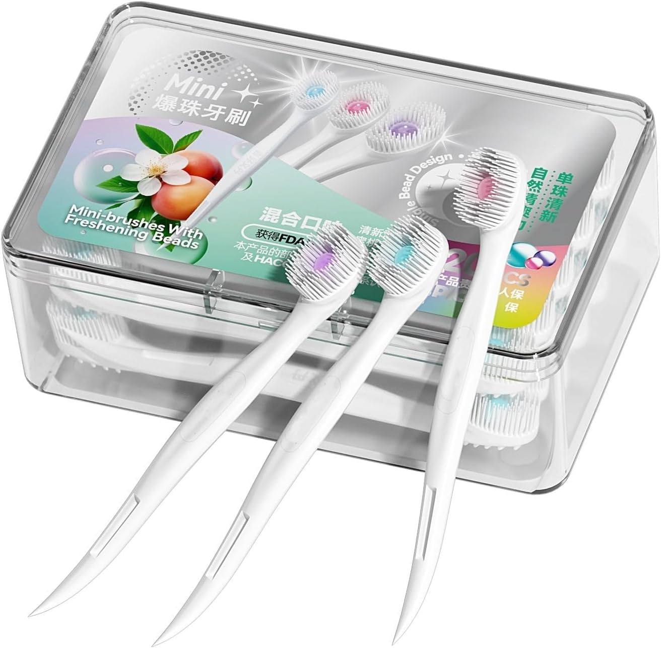 SYOSI Mini Brushes - Disposable Mini Toothbrush with Toothpaste and Pick for Work or Travel Mint - 20 Count (Mix)