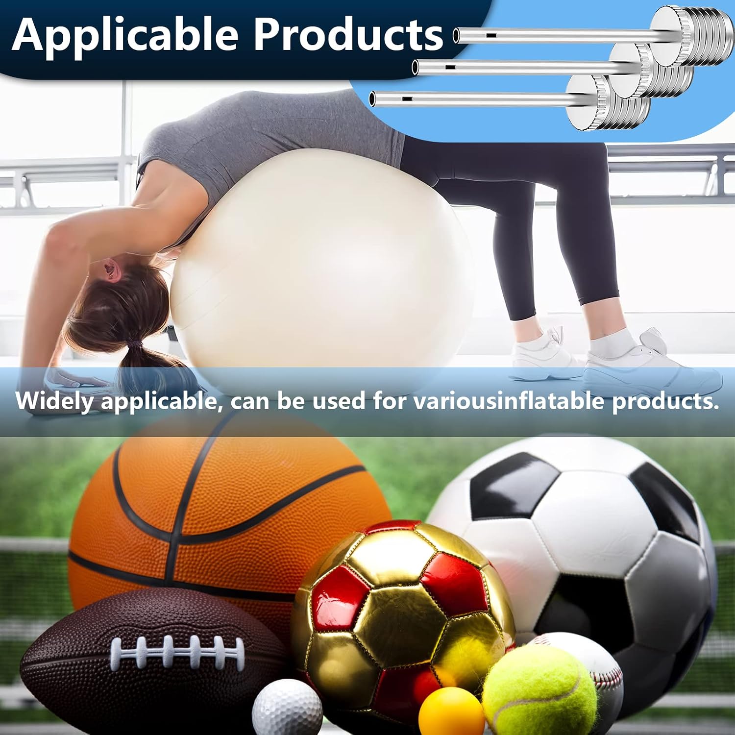 ExeQianming Air Pump Needles, Basketball Pump Needle, Air Pump Inflation Needles with Storage Box, Stainless Steel Ball Pump Inflation Needle for Sports Balls Air Pumping