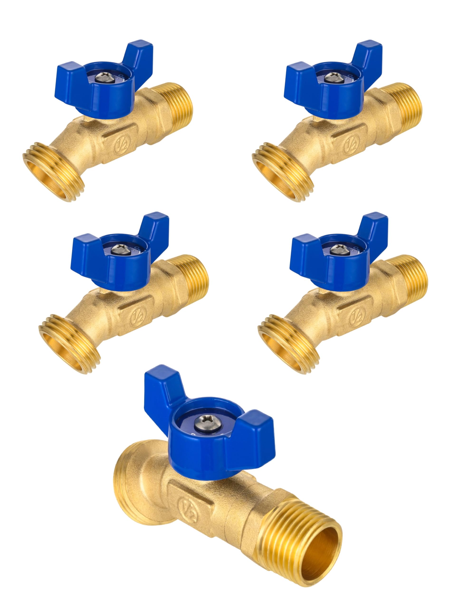 EFIELD (Pack of 5) 1/4-Turn Outdoor Spigot, Sillcock Hose Bibb Valve 1/2" Male NPT Inlet ×3/4" Male GHT Threaded Garden Hose Outlet/Connector (5)
