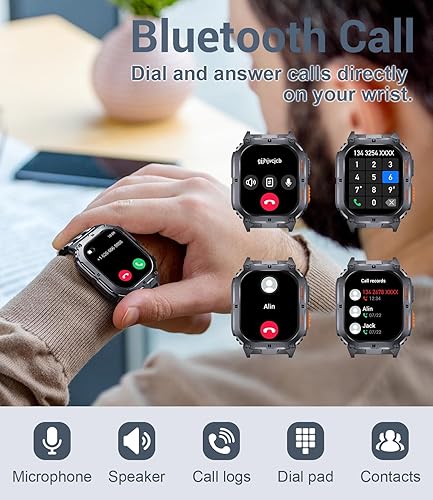 Miniatura 2 de Reloj inteligente militar para hombre (textollamada), pantalla AMOLED grande de 1.95 pulgadas, rastreador de actividad física IP68100+ modos