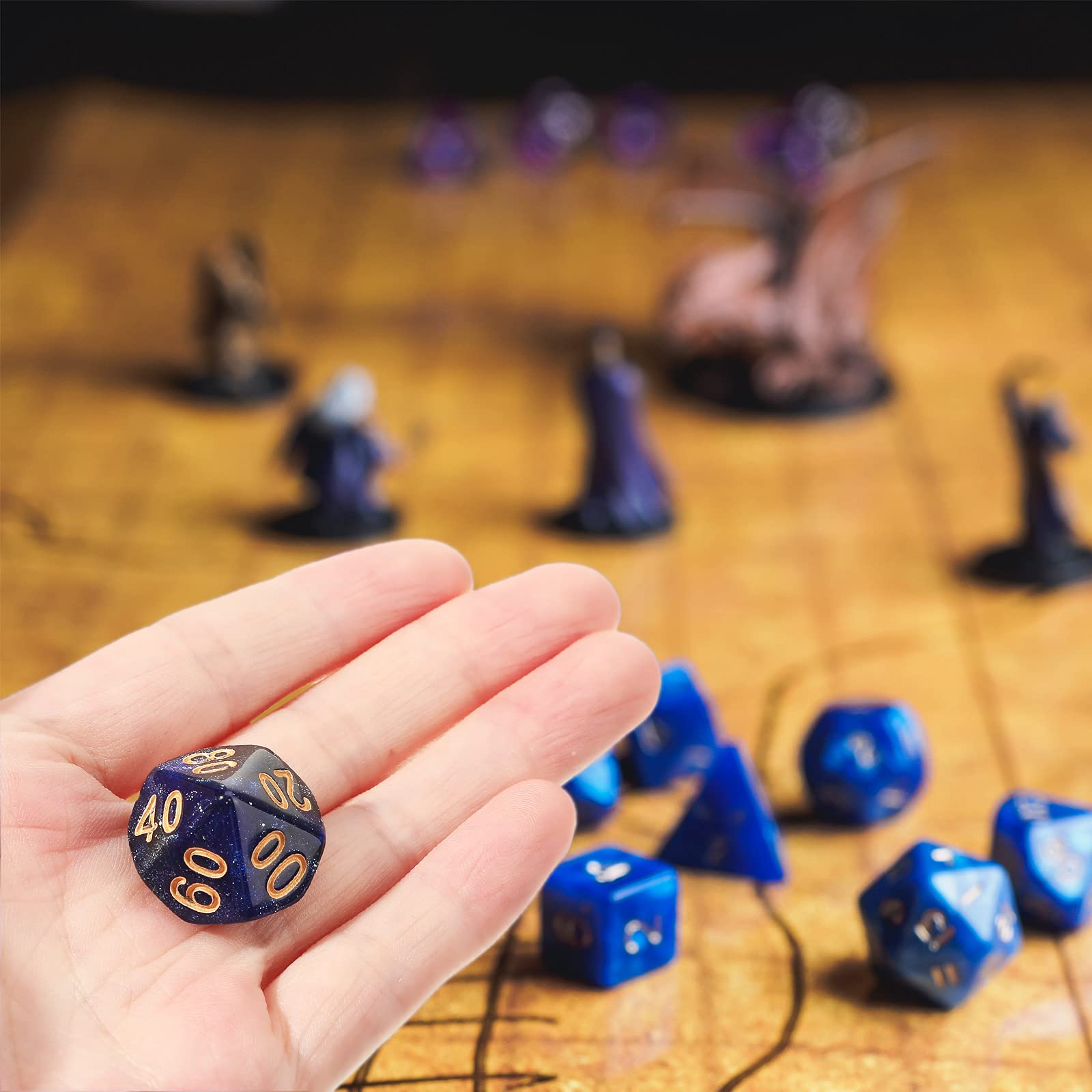 QUTHZZHY Set di 40 dadi poliedrici, dadi D10, dadi da gioco, dadi da gioco per dungeon e dragons DND RPG MTG, colore casuale, dadi da gioco di colori, gioco di carte