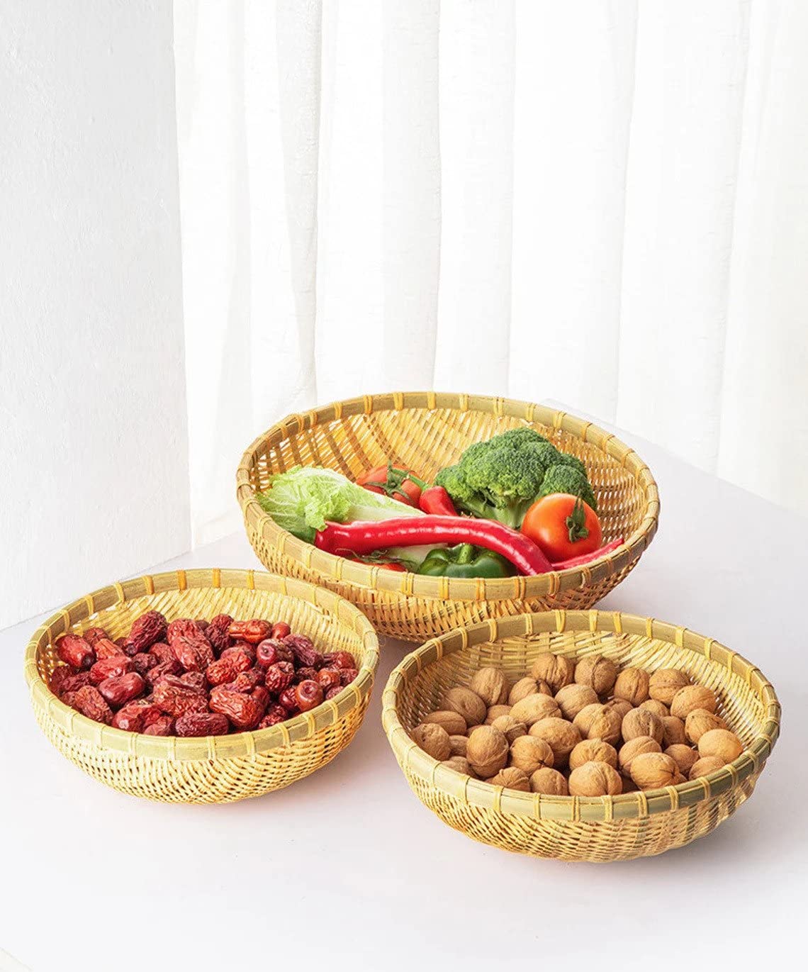 Handmade Bamboo Basket - Natural Storage -5 Handmade Bamboo Basket - Natural Storage -5