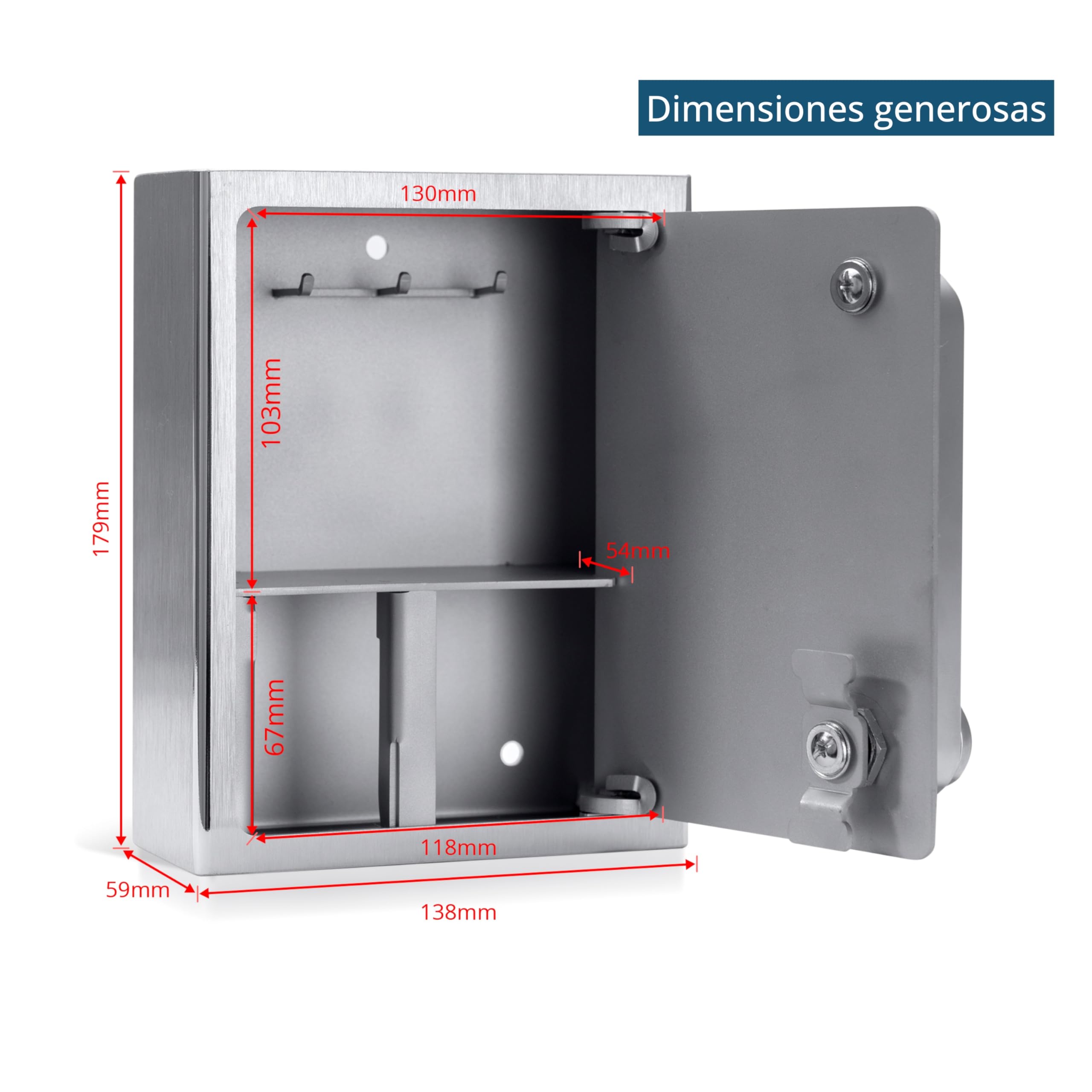 masunt Caja fuerte para llaves 1120 E Code | innovadora asignación de códigos online a distancia | caja fuerte electrónica para llaves de acero inoxidable macizo V2A Plata 17,9 x 13,8 x 8,9 cm