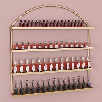 Nail Polish Rack, Wall Mounted Shelf Organizer Storage Holder, Metal Floating Shelf Ledges for Essential Oils Perfume, Makeup Bottles, Nail Salon Shop