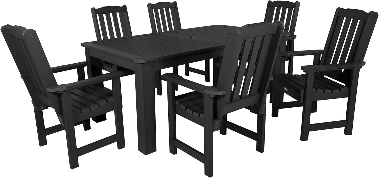 Highwood AD-ST7LH1CO4AA-BKE Lehigh 7pc Rectangular Dining Set 72" x 42", Black