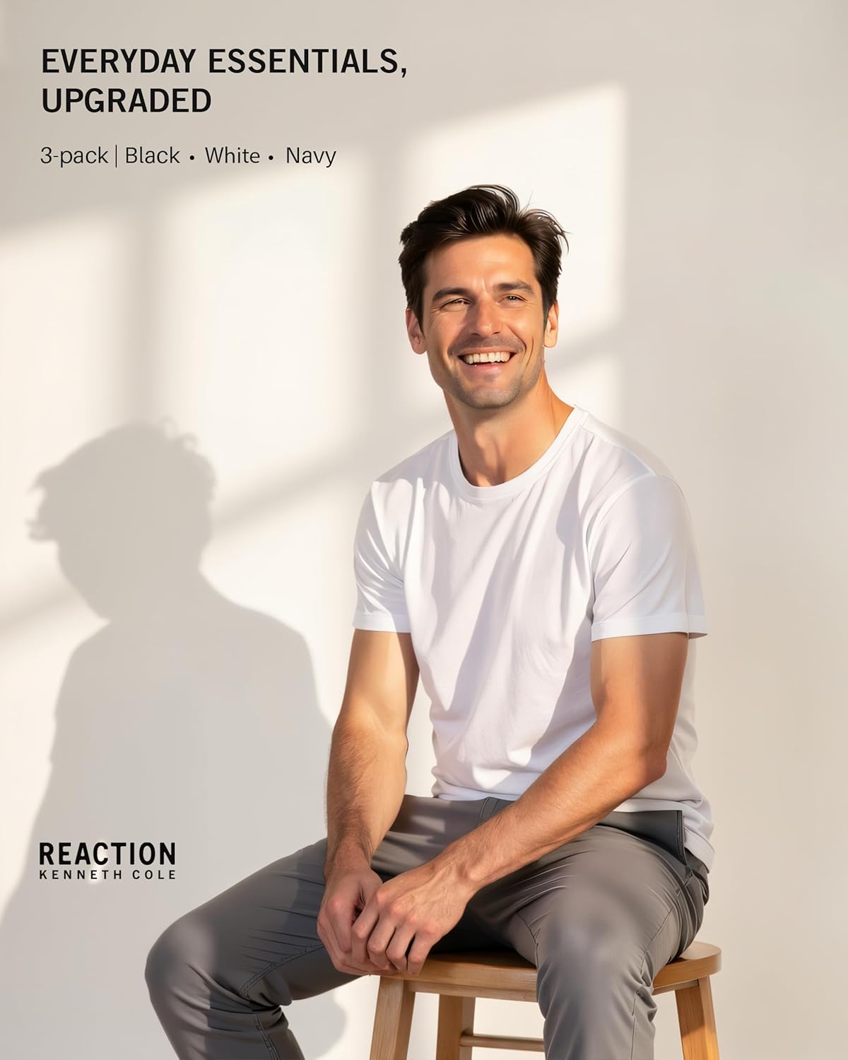 Kenneth Cole REACTION Mens T-Shirt Pack of 3 - UPF 50+ Cotton/Spandex Jersey Slim Fit T Shirts for Men 3-Pack - Image 2