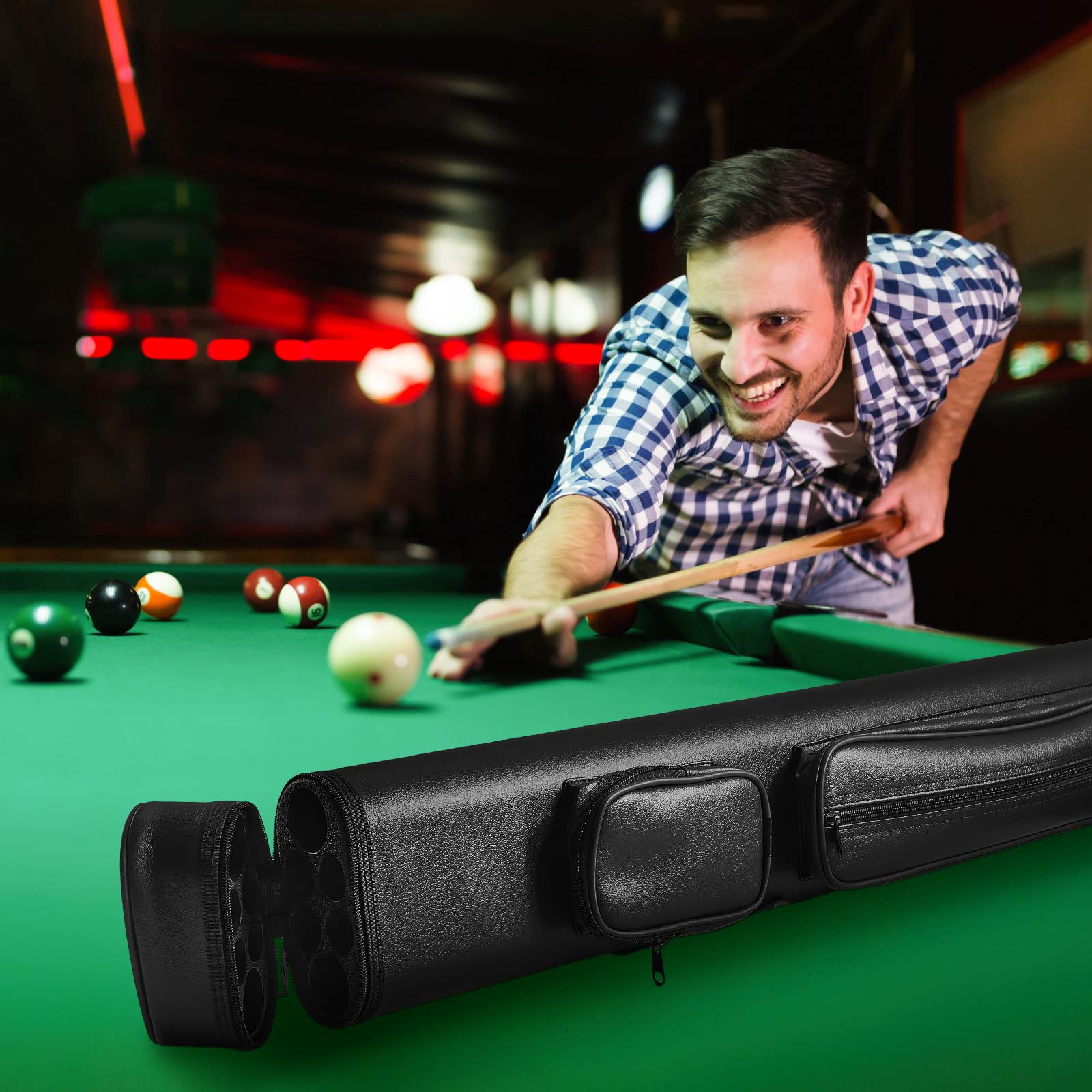 Deekin 2 x 4 Hard Oval Pool Cue Billiard Stick Carrying Case Pool Cue