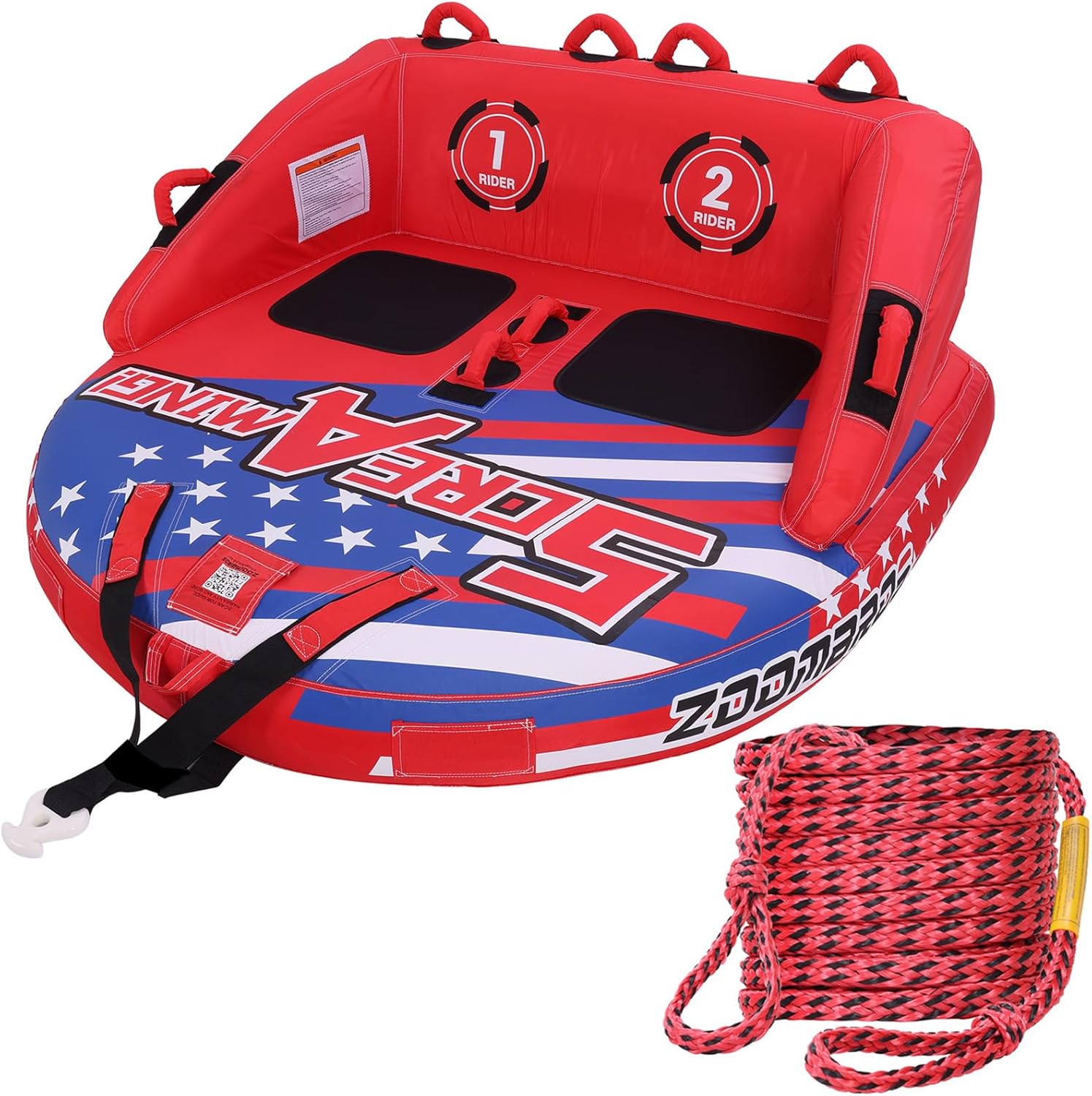 ZOOMBROS Towable Tube with 60ft Tow Rope 2500lbs (Bundle)