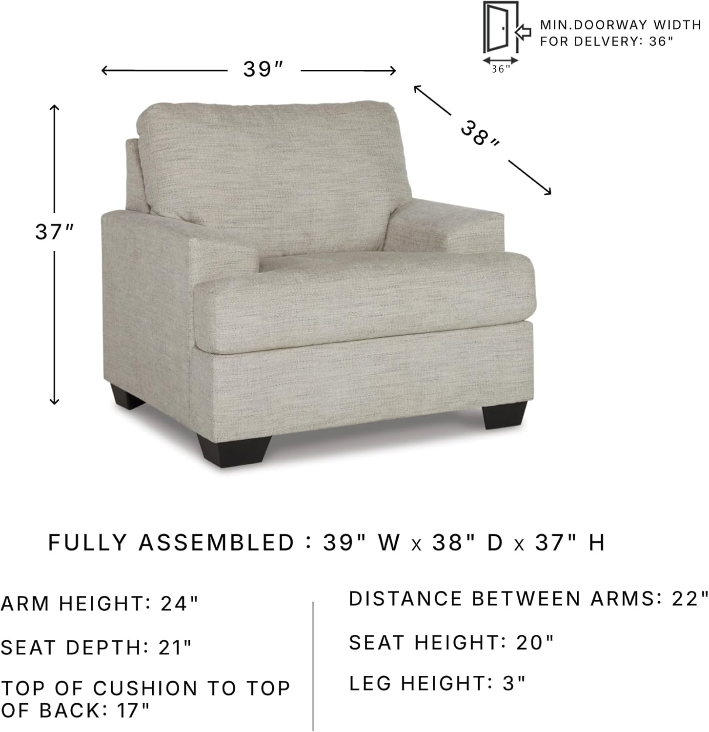 Signature Design by Ashley Vayda Casual Upholstered Chair, Light Gray