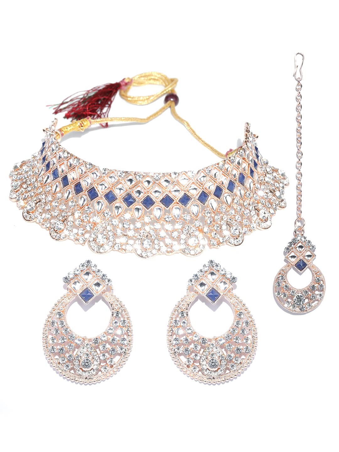 Priyaasi Blue Stone Jewellery Set for Women | Kundan Choker Set with Maangtikka and Earrings in Chandbali Design | Gold-Plated Traditional Jewellery Set for Women (B09HHCL7QP) Amazon Price History, Amazon Price Tracker