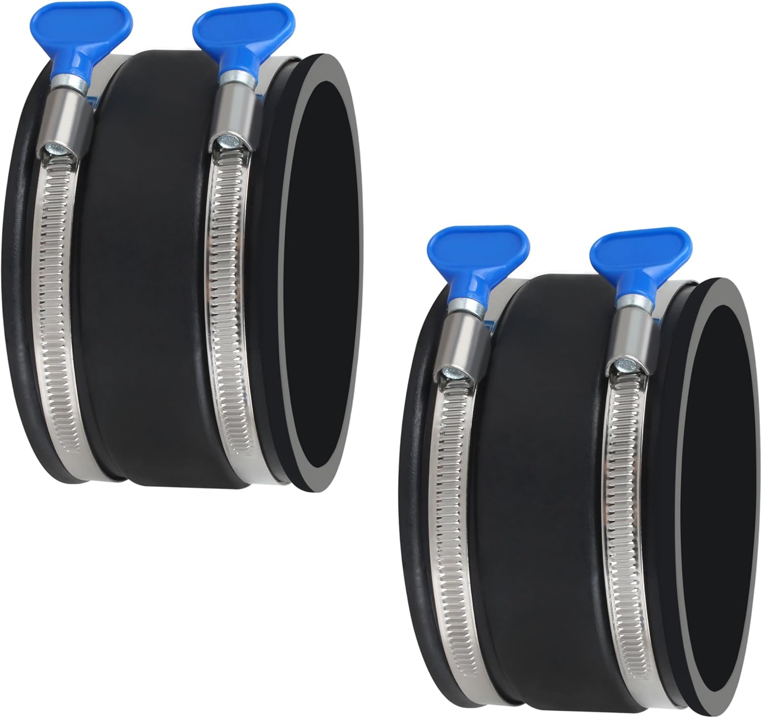 4” Dust Control Flex Cuff and Adjustable Key Hose Clamps for Woodworking Dust Collection Hose Rubber Cuff Coupler Fitting -2 Pack (70369-P2)