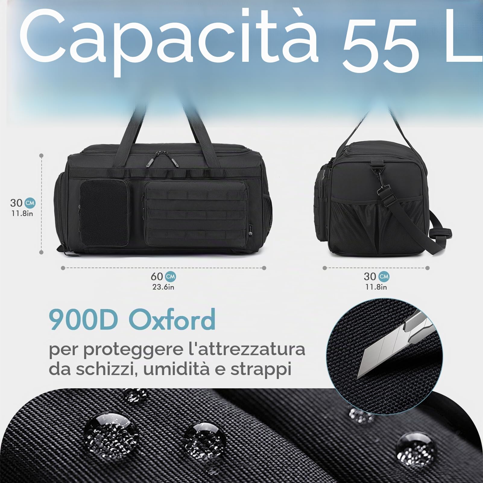 BAGZY Borsone Palestra Uomo 55 Litri, Zaino da Palestra Zaino Tattico Militare Borsa Crossfit Borsone Viaggio Impermeabile Borsoni Viaggio Con Scomparto per Sport Fitness Weekender Camping Cachi