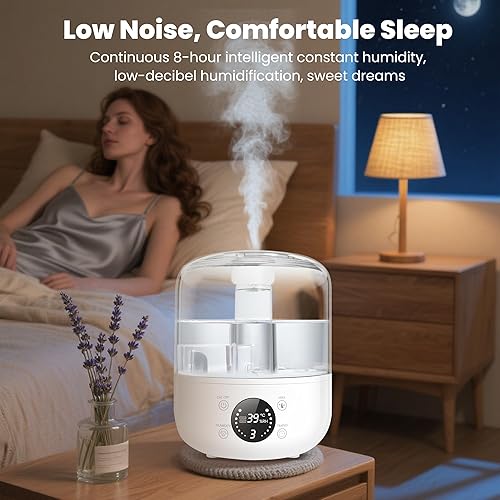 Miniatura 3 de Humidificadores para dormitorio de bebé, humidificador QWUE de llenado superior de 3 litros, fácil de llenar y limpiar, humidificador de aire