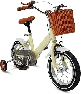 Kinder Fahrrad 12 Zoll Kinderfahrrad für ab 2-5 Jahre Jungen & Mädchen, Mädchen Fahrrad mit Stützrädern & Korb, Höhenverstellbares Fahrrad für Kinder von 80-110 cm