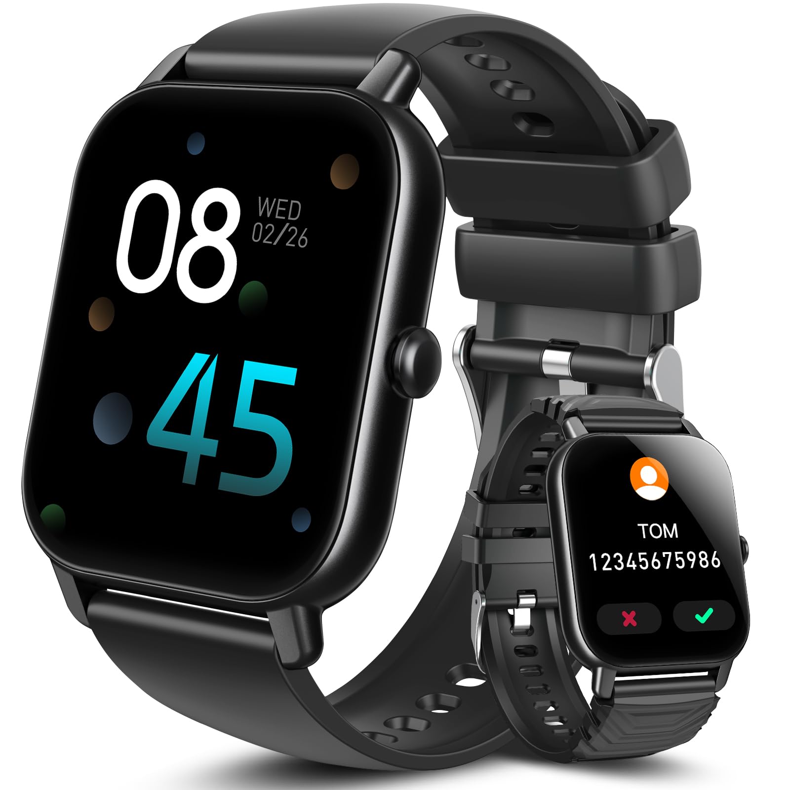 Csasan Smart Watch for Men Women(Answer/Make Calls), 1.91" Touch smartwatch, 110+ Sport Activity Tracke with Heart Rate Sleep Monitor Step Counter, IP68 Waterproof Fitness Watch for Android iOS, Black