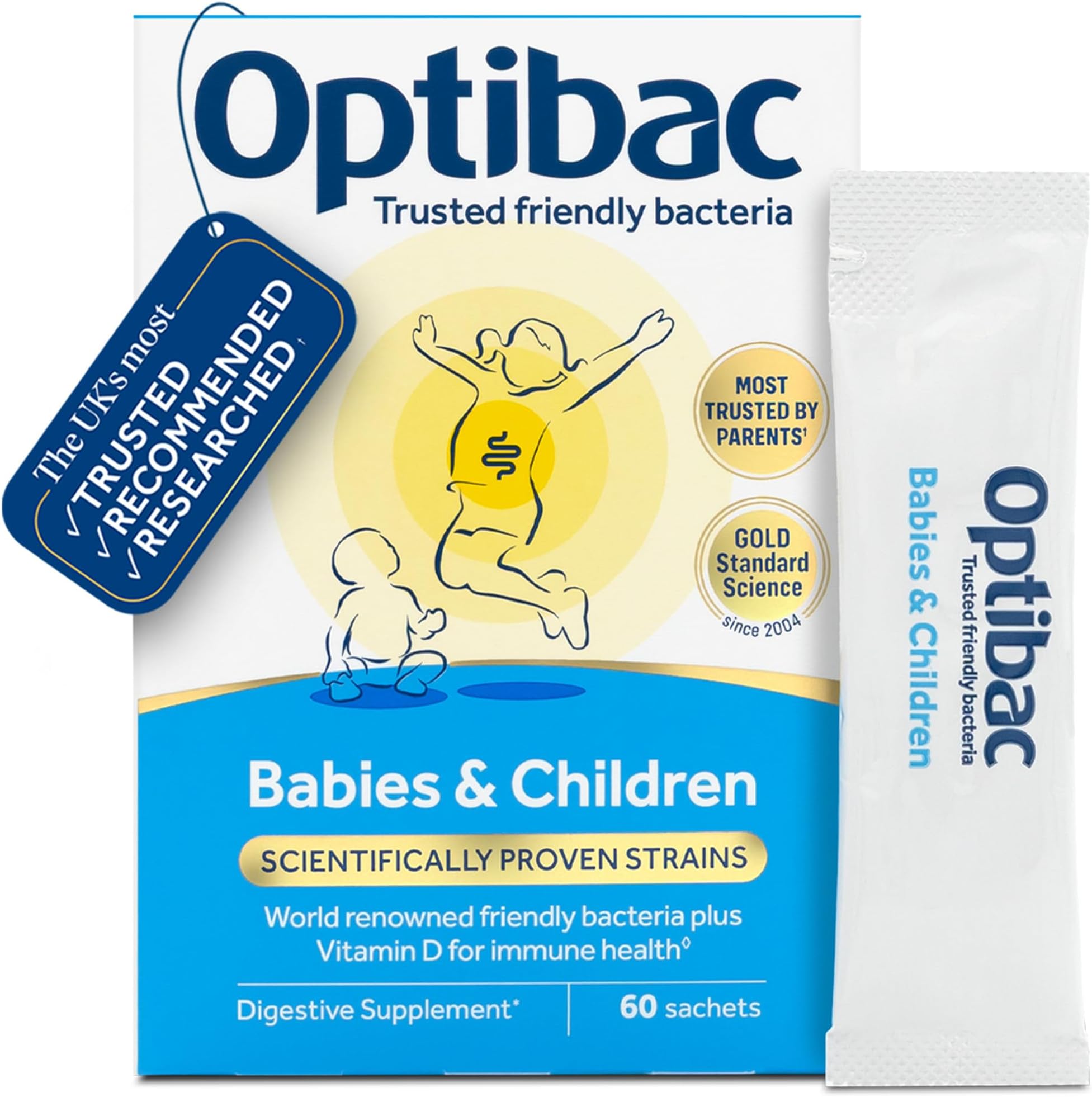 Babies & Children - Kids Live Cultures Supplement - 60 Sachets | Daily digestive, With vitamin D to support immune health & FOS fibre, From the brand most trusted by parents in the UK