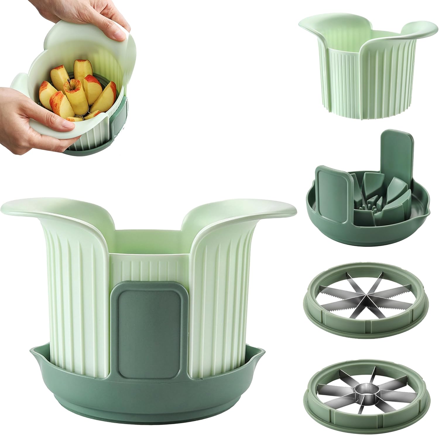Apple Slicer and Corer, Cut 8 Slices Fruit Cutter with Extra Tomato Blade