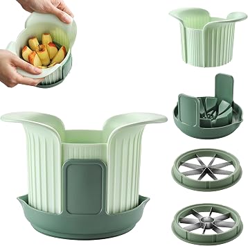 Apple Slicer, Apple Corer with Handles, Cut 8 Slices All the Way, Heavy-Duty Fruit Slicer with Tray to Catch Any Spills, Fruit Cutter Suitable for Tomato