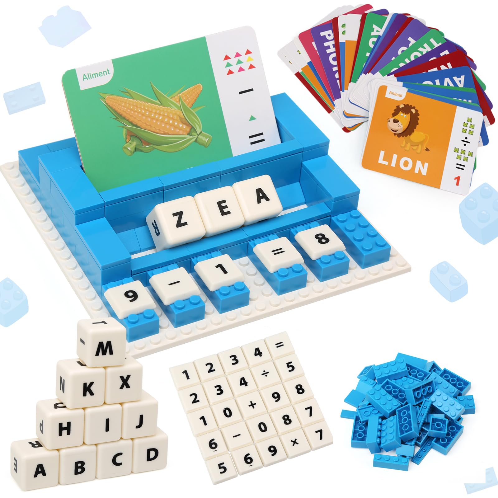 Jeu éducatif 3-en-1 Montessori - Apprentissage Lettres, Chiffres Et Orthographe Pour 3-8 Ans