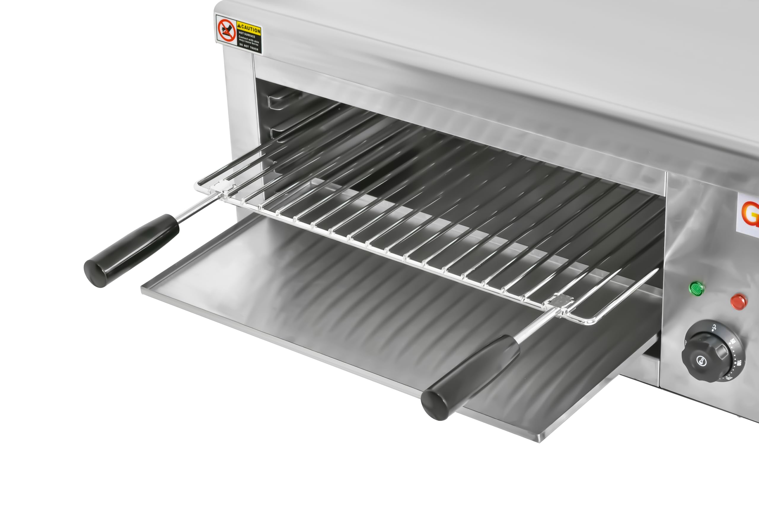 Salamandra Profesional Eléctrica 2000 W – Acero Inoxidable 18/10 – Temporizador 30 min – 50-300 °C – Uso Industrial Hostelería