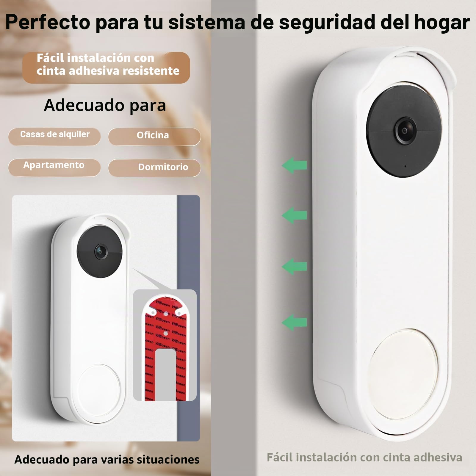 Soporte antirrobo para timbre de puerta sin taladro, compatible con Google Nest Doorbell (batería), soporte de puerta de video para apartamento, hogar, inquilinos, no necesita herramientas y protege