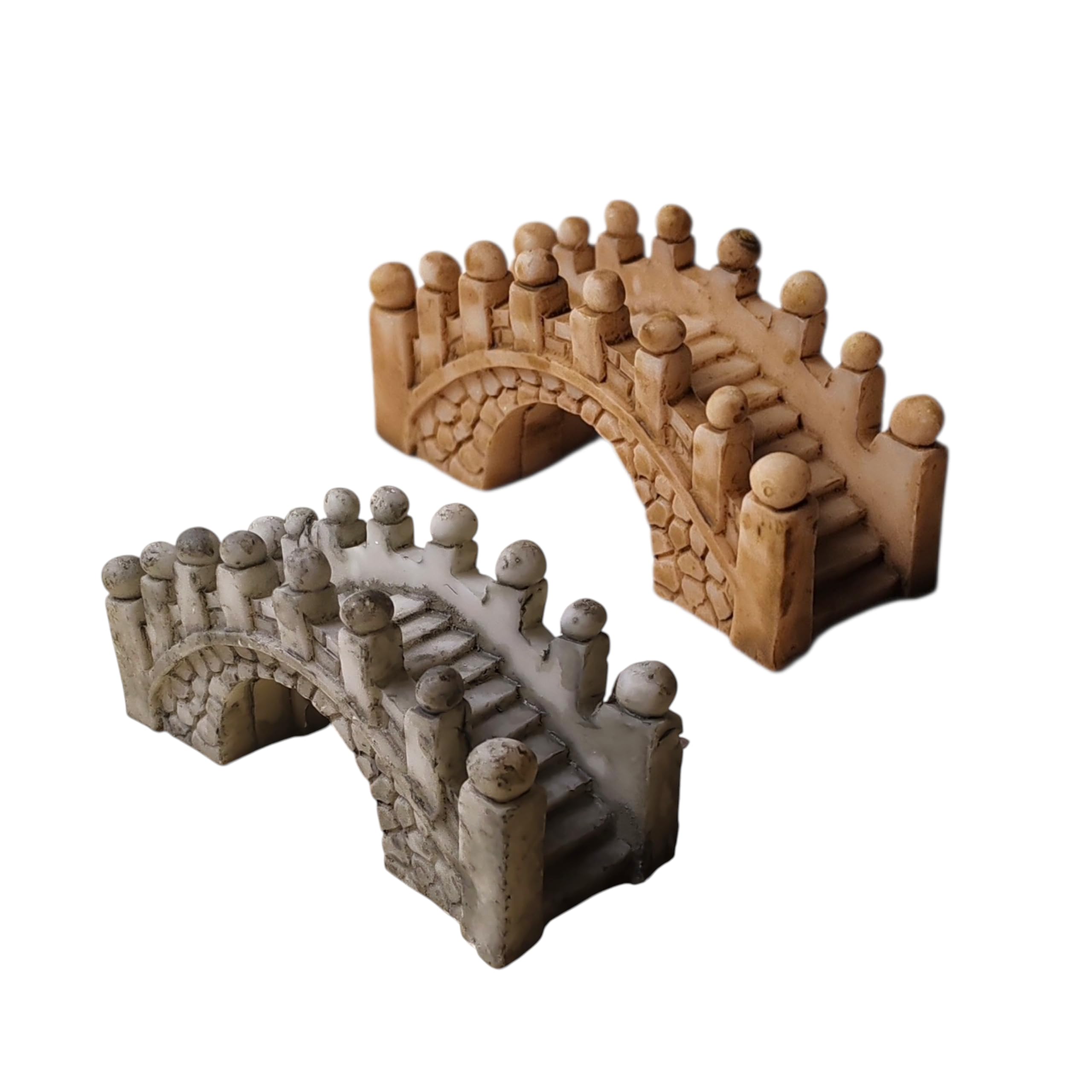 Ponte in miniatura per terrario da tavolo, giardino zen, giardino fatato, decorazione per albero bonsai (C (confezione doppia piccola)