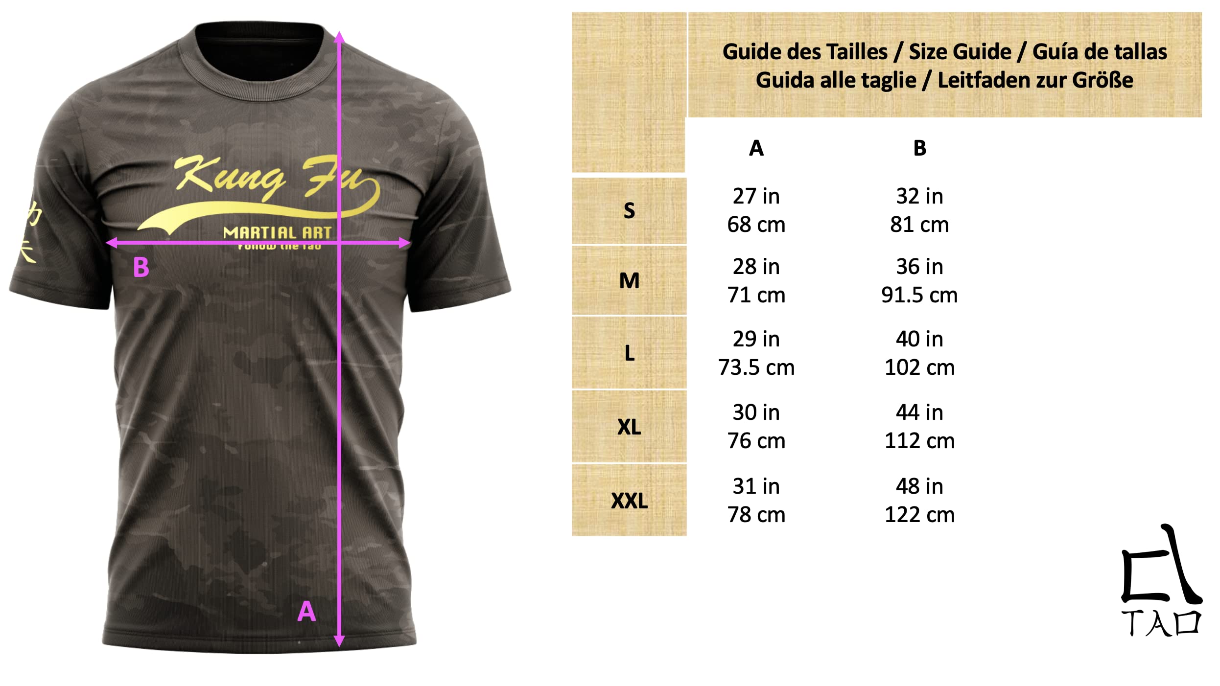 TAO Tshirt Kung Fu T-Shirt Sport Homme Tee Shirt Arts Martiaux Tshirt Séchage Rapide Manches Courtes Top Respirant Col Rond