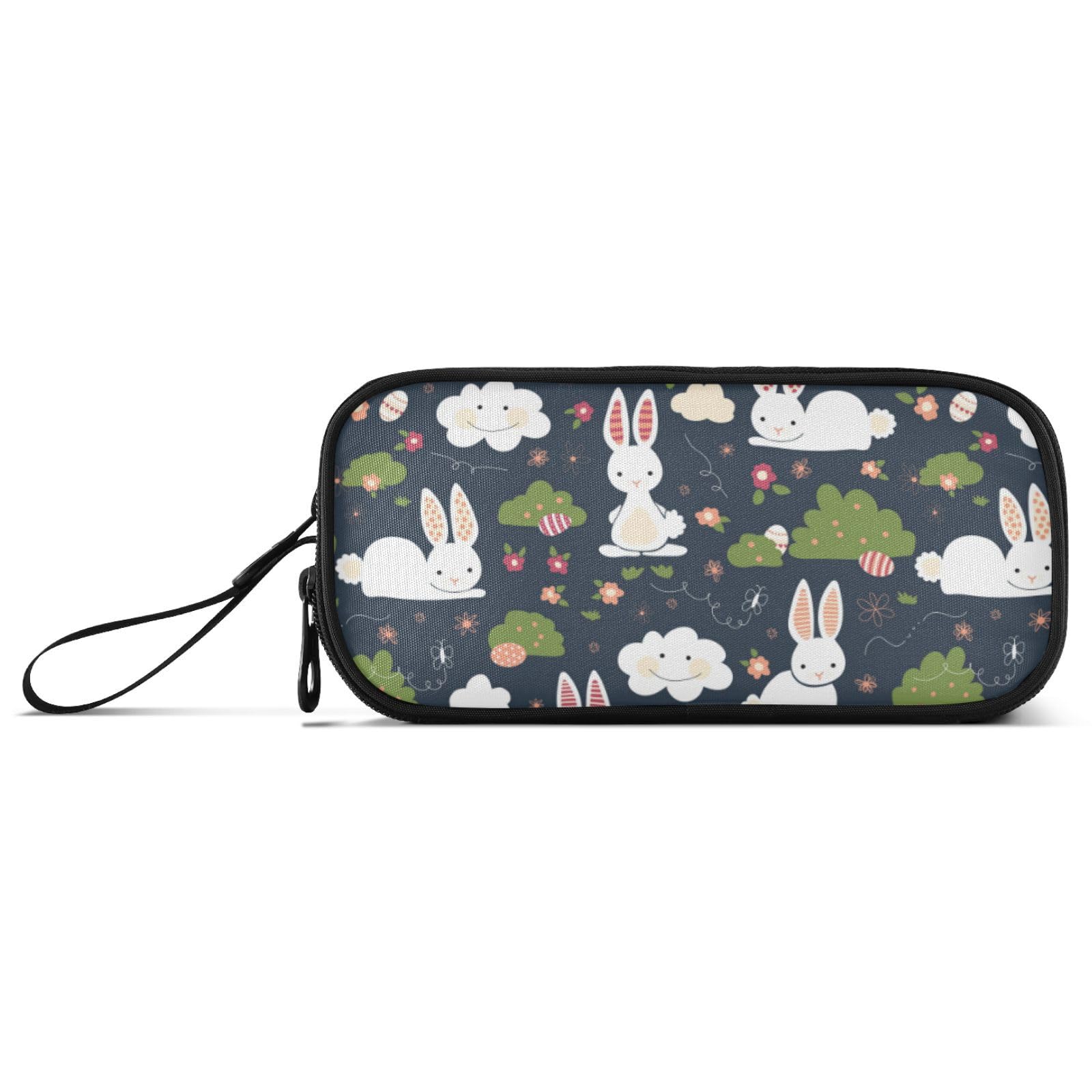 Large Pencil Case, Big Capacity Pencil Bag Pen Pouch Holder 3 Compartments, Animal Cute Rabbit School Office Supplies Stationery Makeup Bag Storage Organizer for Students Girls Boys Women Men — image 1