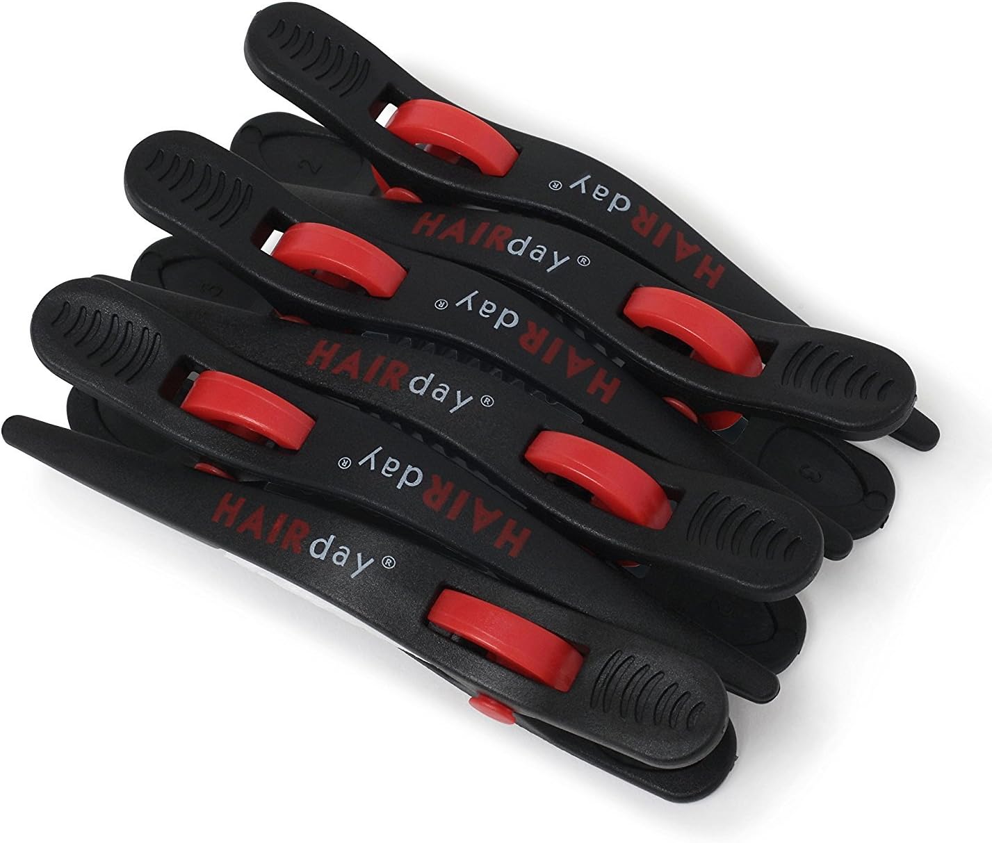 Sectioning Hair Styling Clips 6 Pack – Professional Salon Grade Quality – Strong Grip, Rust Free Plastic, For Cutting, Drying, Coloring or Curling Thick or Thin Hair - By HairDay Care