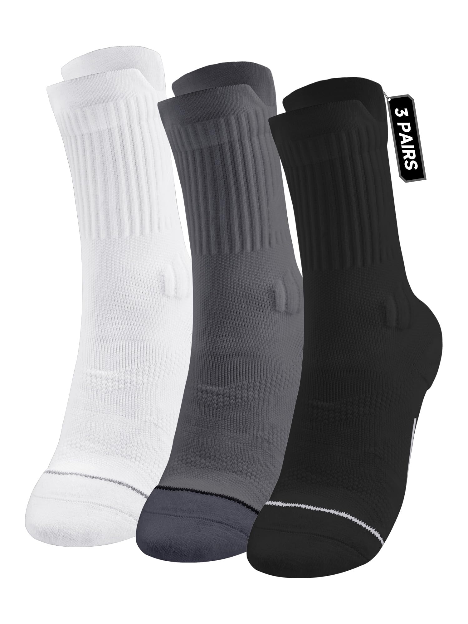 YYIDATON 3 Paar Herren Damen Kompression Laufsocken, Knöchelhohe Sportsocken mit Polsterung, Leichte & Atmungsaktive Kompressionssocken Wandersocken Tennissocken
