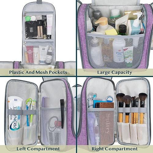 Miniatura 4 de PAVILIA Bolsa de aseo extragrande para mujeres y hombres, organizador de cosméticos colgante, bolsa de maquillaje resistente al agua para