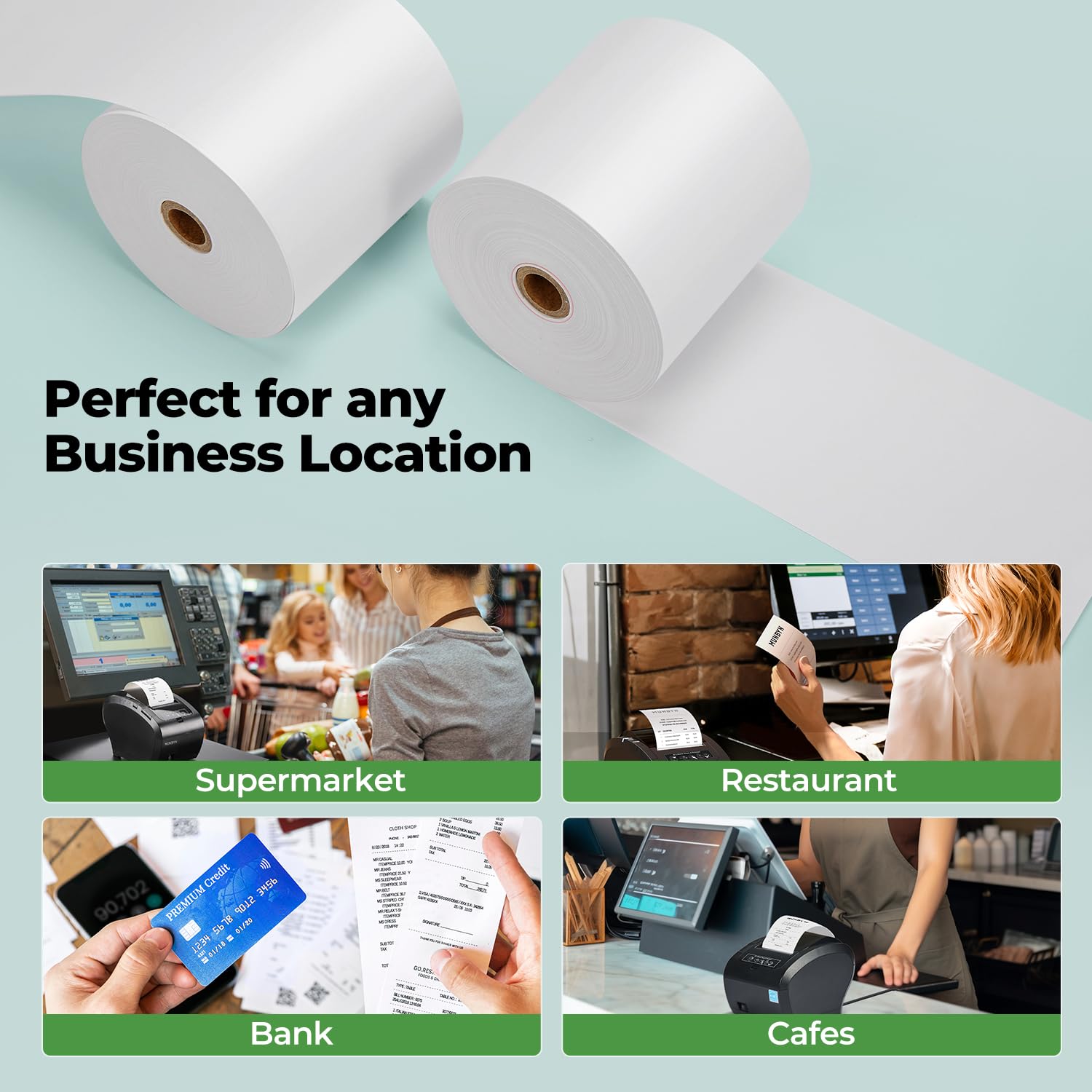 MUNBYN Papier Termiczny do Kasy Fiskalnej 80mm, Rolka Kasowa (5 Rolek) | Długość 80 m, Gramatura 65 g/m², Rdzeń 12 mm, Bez BPA, Certyfikat FSC, Kompatybilny z drukarkami Epson i Zebra