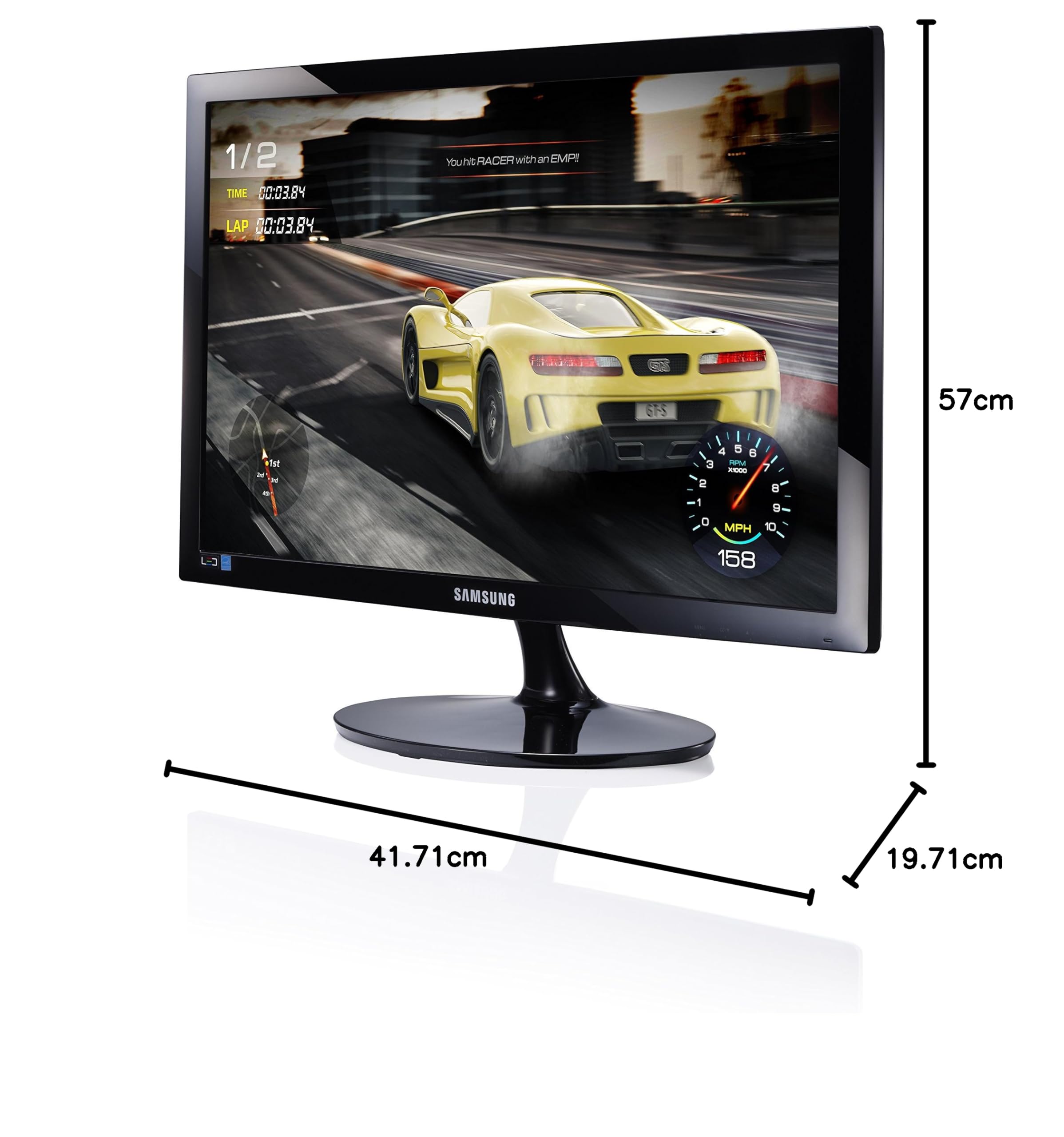 Samsung Monitor S24D330 Monitor Computer 24'' Full HD, 1920 x 1080, 60 Hz, 1 ms, Game Mode, D-sub, Cavo HDMI Incluso, Nero