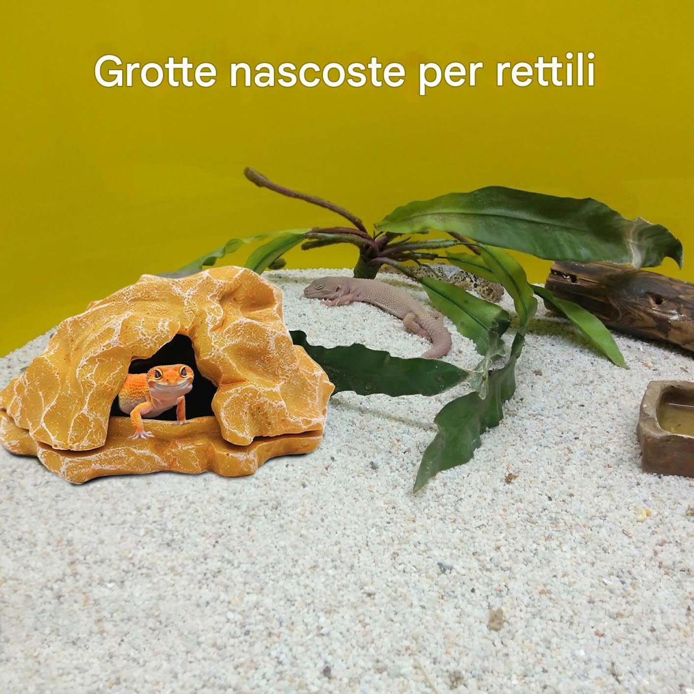 Tana Per Rettili | Rifugio in Acquario per Rettili Tana per Serpente - Piccola Zona Termica Decorativa Roccia Simulata Accessori Vasca per Pesci Decorazione Acquario per Granchi Gamberetti e Drago