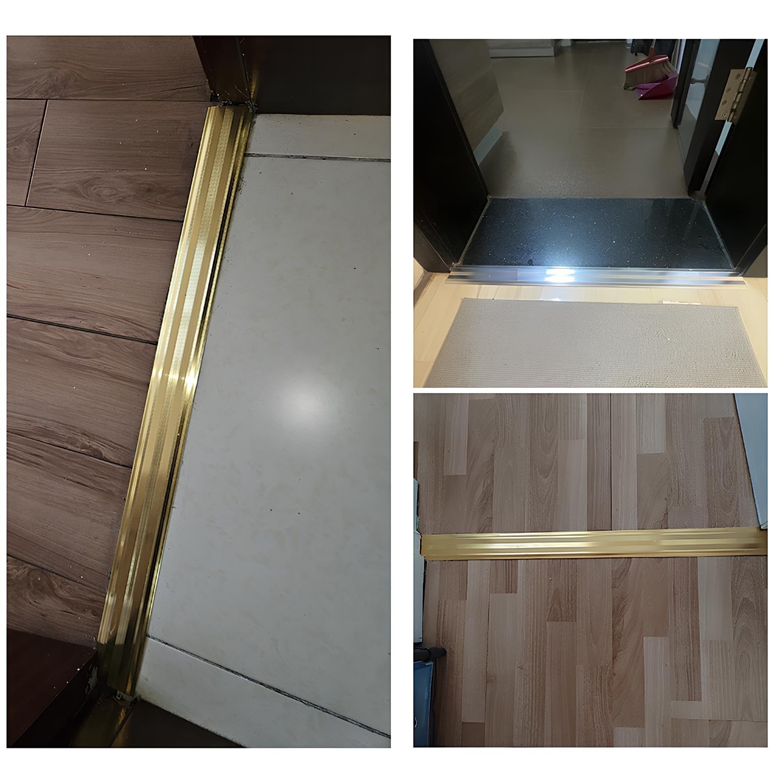 Profilo di Transizione Larghezza 60mm Striscia Transizione Pavimento | Striscia di Transizione Pavimenti in Alluminio per Porta e Riempimento Fessure Parquet e Piastrelle(Gold,60mmx145cm)